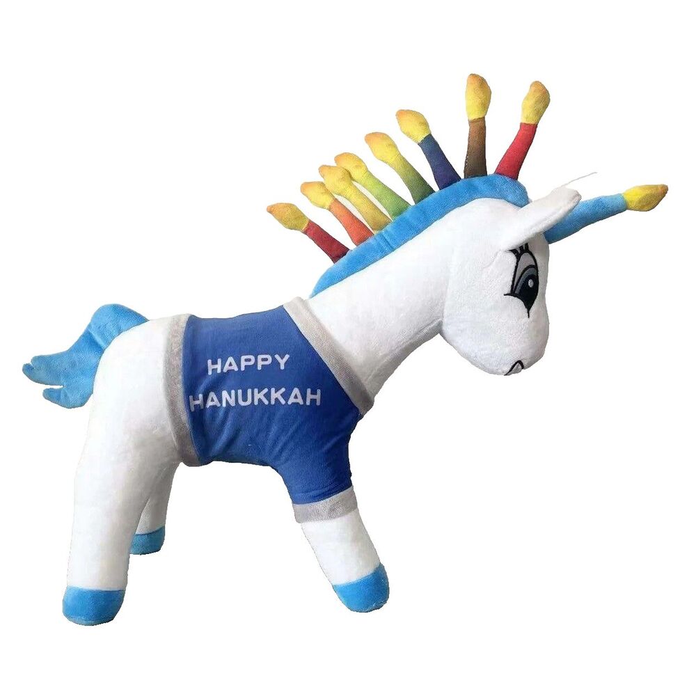 Unikkah Plushie White & Blue Soft Plush Unicorn Stuffed Animal w/Candle Mane